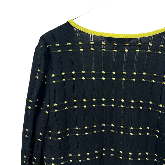 MING WANG Knit Sweater Jacket Black Yellow - Picture 4 of 6